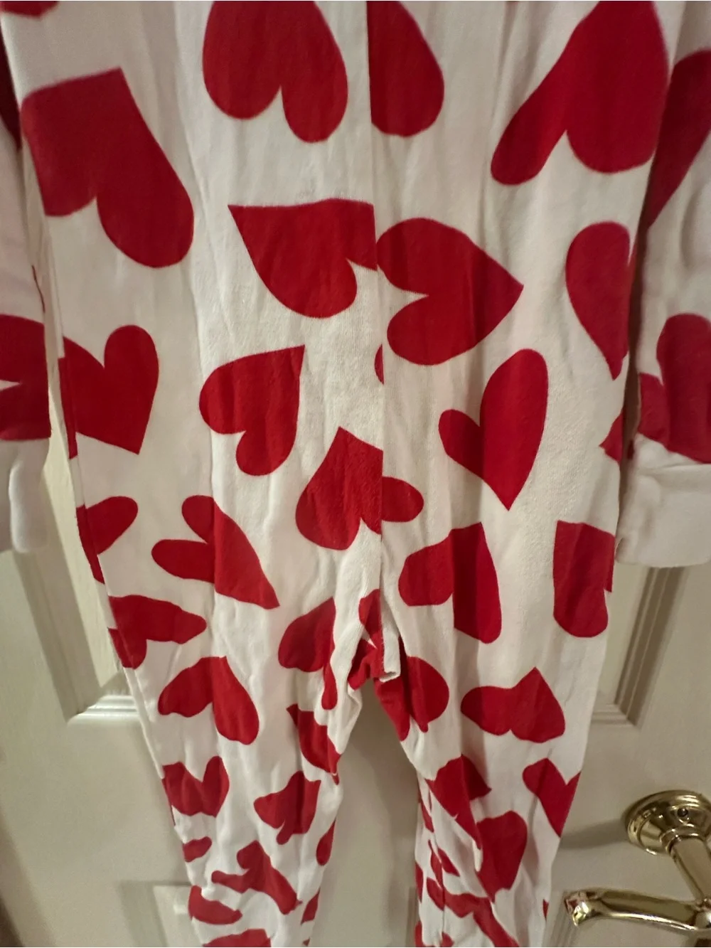 Old Navy White Pajama Set with Red Heart Print